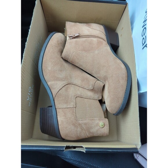 Vionic Size 7 Hazelnut Genuine Leather Finn Ankle Western Boots Booties Nwob - Picture 7 of 8